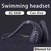Наушники для сотового телефона Q1 Профессиональная гарнитура для плавания Bluetooth 5.0 Встроенная память 8G MP3-плеер с микрофоном Водонепроницаемые наушники для YQ240202