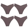 Women's Panties 4PCS/Set Sexy Bikini Ice Silk Seamless Female Underwear Low-Rise High Elasticity Lady Briefs Fashion Lingerie