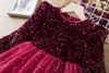 Girl's Dresses Autumn Long Sleeve Sequined Shiny Princess Girls Dress Kid New Year Tulle Red Clothes Children Birthday Party Tulle Tutu Vestido