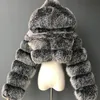 Kvinnor fluffig faux päls beskärd jacka pufferjacka zip upp vinter varm fuzzy neddy jacka