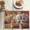 Tischsets Monet Tischset Berühmte Ölgemälde Van Gogh Küchendekor Baumwolle Leinen Esszimmer Untersetzer Pad Schüssel Kaffeetasse Tischdecke