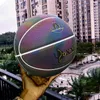 PU Basketball Reflective Ball Glow Basketball Herrkvinnor Training Ball Outdoor Indoor Ball Glowing Luminous Basketbol Gift 240127