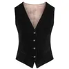 Men's Vests Women's Tailored Vest Elegant OL Waistcoat Fuchsia Velvet V Neck Single Breasted 4 Button Formal Business Aesthetic