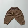 Брюки, осень 2024, корейский стиль, штаны-репка для маленьких мальчиков, однотонная свободная детская одежда-шаровара для малышей