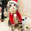Trajes de gato Natal com capuz capa de cão de estimação fantasia capa com chapéu Papai Noel Cosplay Robe para festa de Natal