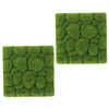 Decorative Flowers Wreaths Decorative Flowers 2 Pcs Foam Flocking Simation Moss Green Background Wall Faux Grass Decor Fake Panel Ar Dhzdq