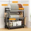 23 tier dish drainer condiment storage rack cutlery draining board kitchen shelf household multifunctional racks 240125