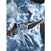 Costumi da bagno da donna 2024 Stampa tie-dye Costume da bagno a 4 pezzi Donna Sexy Mesh Cover Up Manica lunga Bikini Fasciatura Nodo Costume da bagno Perizoma Gonna Costumi da bagno J240131