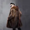 Mens Hooded Mink Coat Winter Designer Hela Long Warm Pur Casual Large 4453