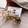 Pendientes colgantes de moda para mujer, conjunto de aro acrílico de mariposa y leopardo, Metal geométrico de Color dorado, joyería de tendencia para fiesta 2024