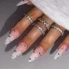 False Nails 24pcs Long Ballerina Fake French Crystal Full Cover Press On DIY Detachable