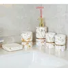 Bath Accessory Set Marble Road Phnom Penh Ceramic Home Bathroom Accessories Liquid Soap Dispenser Dish Gargle Cup Toothbrush Holder