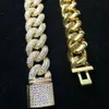 Antiallergische Kupfer 15 mm Hip Hop Kubanische Kette CZ Diamant Iced Out 16" 22" 24'' Halskette
