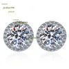 Stud S925 zilveren oorbellen Oorsteker Mode Diamanten oorbel Damesoorbel Sterling zilveren oorbellen Lady Moissanite Stud Oorbellen Ronde studs Bling Klassieke 1CT oorring