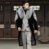 Shanli Dadi الخريف/الشتاء رجال Sable معطف طويل أزياء الفضة مصمم الفراء طوق سميك دافئ الضوء الفاخر cmd1
