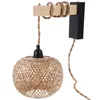 Wandlamp Rotan Weven Schaduw Lichtpunt Geen Lamp Balkon Verlichting (US Plug)