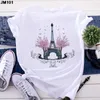 Dames t shirts mode tops t-shirt harajuku paris eiffel toren print shirt casual streetwear korte mouw vrouwelijke t-shirts kleding