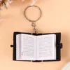 Keychains 1st Muslim Keychain Harts Islamic Mini Pendant Ark Koranbok Riktigt papper kan läsa Key Ring Chain Religious Jewelry