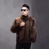 Designer Winter Fashion Mens Imitation Fishing Sable Fur Grass Coat Fashionable Loose Short Stand Neck Jacket RG4U