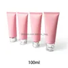 Bouteilles de stockage Pots 100G Conteneur cosmétique vide 100 ml Bouteille en plastique rose mat Lotion pour les mains Crème d'aloès Emballage Tube à presser F Dhf06