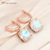 Dangle Earrings S&Z DESIGN Fashion Classic Simple Square Crystal Drop 585 Rose Gold Color Eardrop For Women Wedding Jewelry Gift