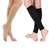 Calcetines deportivos 1 par aliviar la pierna pantorrilla manga varicosa circulación compresión media elástica medias de soporte