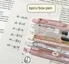 6st/set enkelhet gel penna för student koreansk mode vit transparent färgpapper 0,5 mm svart bläck scrapbook