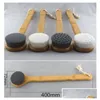 Bath Brushes, Sponges & Scrubbers Long Handle Bath Brush Shower Body Back Cleaning Scrubber With Bamboo Superfine Fiber Exfoliating Sk Dhkjr