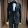 Erkekler Takım Çiçek Düğün Smokin Damat 2 PCS Özel Erkekler İnce Fit 2024 Tepeli Yakası Moda Kostümü (Ceket Pantolon)