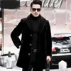 Haining Mink Fur Coat Mens Whole Medium Length Hooded Designer Winter Thick GrassYr21