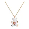 Swarovskis Collier Designer Femmes Original Qualité Colliers De Luxe Mode Rose Coeur Ours En Peluche Collier Saint Valentin Cadeau