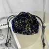 Shoulder Bags Sequin Siny Beads Evening Party bucket For Women Luxury Designer andbags And Purse 2023 New In Mini Drawstring CrossbodyH2422