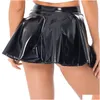 Kjolar kvinnor latex kjol för rave party klubb dance scen prestanda kostym klubbkläder kvinna våtlika patent läder blossed mini drop dh78s