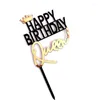 Ferramentas de bolo coroa de ouro rainha rei princesa príncipe preto acrílico feliz aniversário topper criança adulto favores festa suprimentos decoração