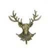 Broches Vintage tête de cerf en bois, bijoux unisexe en alliage de Bronze, épingles d'animaux pour hommes et femmes, cadeaux de noël