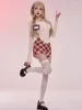 Sukienki robocze 2024 Autumn Japan Style Kawaii Clohting Slim Casual Bouse Red Plaid Y2K mini spódnica