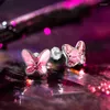 Stud Küpe Gökkuşağı Kelebek Zarif Avusturya Kristal Mücevherler Günü Doğum Günü Hediyeleri