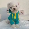 Abbigliamento per cani Moda Felpa con cappuccio Abbigliamento Spessa e calda Abbigliamento per cani Abiti per animali domestici Gatto Piccolo carino Autunno Inverno Yorkies Green Boy Ropa Para Perro