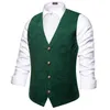 Men's Vests Hi-Tie Black Solid Mens Vest Fashion Suede Fabric Waistcoat Casual Fit Wedding Business Formal Designer Gift Green Silvery Brown