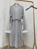 Casual Dresses 2024 Ladies Special Price Pocket Beaded V-neck Cashmere Long Sleeve Side Slit Dress