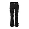 Gothic Dark Knife Cut Vernietigd Casual Jeans Mannen Y2K Streetwear Hip Hop Losse Flutter Riem Raglan Hoge Taille Rechte pijpen Broek 240122