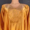 Этническая одежда Африканские женщины Мусульманские бриллианты Абая Атласное платье с рукавами «летучая мышь» Турция Арабский Дубай Вечерняя вечеринка Ид Кафтан Femme Марокканский
