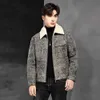 겨울 오리지널 생태 가죽과 모피 통합 남성 정품 코트 짧은 플립 칼라 청소년 오토바이 착용 재킷 poei