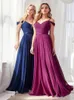 Hunter Green Long Bridesmaid Dresses Off Shoulder With Straps Pleated Maid Of Honor Gowns Floor Length A Line Chiffon Boho Spring Wedding Guest Evening Dress CL3273