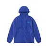 Sping autumn windbreaker jackets designer thin windbreaker hooded zippered jacket with gradient blue letters embroidered and loose fitting