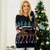 Suéteres femininos camisola de natal mulheres árvore de natal outono inverno simples pulôver malha elástica jumper grosso quente y2k jacquard jumpers