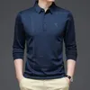 Mannen Polo Shirt Business Herfst T-shirt Lange Mouw Casual Mannelijke Polo Shirt Fit Slanke Koreaanse Kleding Knop Shirts 240202