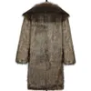 Designer Fashion Autumn and Winter Mens Square Collar Imitation Fur Long Coat Thick Warm Large ZY8K