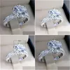 Cluster Ringe 2022 Luxus 925 Sterling Silber Verlobungsring für Frauen Jahrestag Geschenk Schmuck Großhandel Drop Lieferung Dh5H0