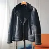 Marque Premium hommes fourrure et cuir intégré veste d'hiver en peau de mouton toute laine véritable véritable col de costume UKUK